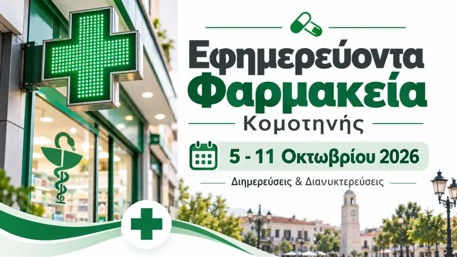 Κομοτηνή: Τα εφημερεύοντα φαρμακεία από 5 έως 11 Οκτωβρίου