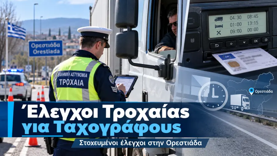 Ορεστιάδα: Εκατοντάδες παραβάσεις σε ελέγχους της Τροχαίας για ταχογράφους και ώρες οδήγησης