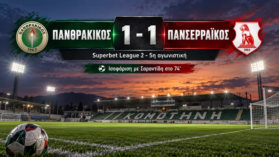 Superbet League 2: Έμεινε στο 1-1 ο Πανθρακικός με τον Πανσερραϊκό – Άξιζε τη νίκη στο δεύτερο ημίχρονο